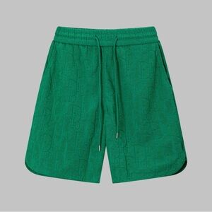 Dior Green Embossed Drawstring Athletic Shorts read description
